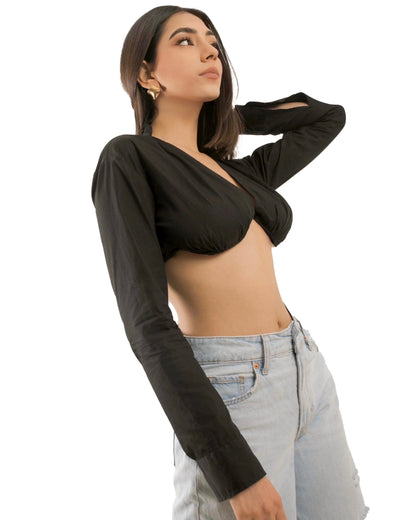 Black Crop Shirt