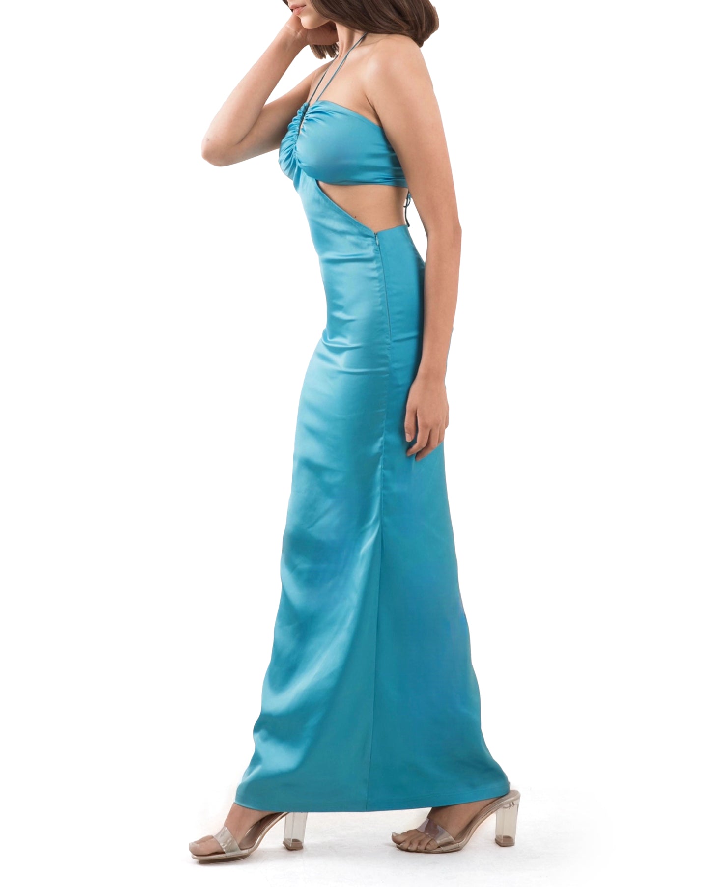 Cyan Haltered Long Dress