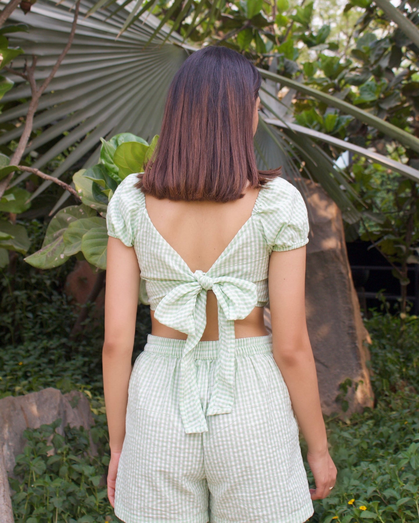 Green Gingham Top