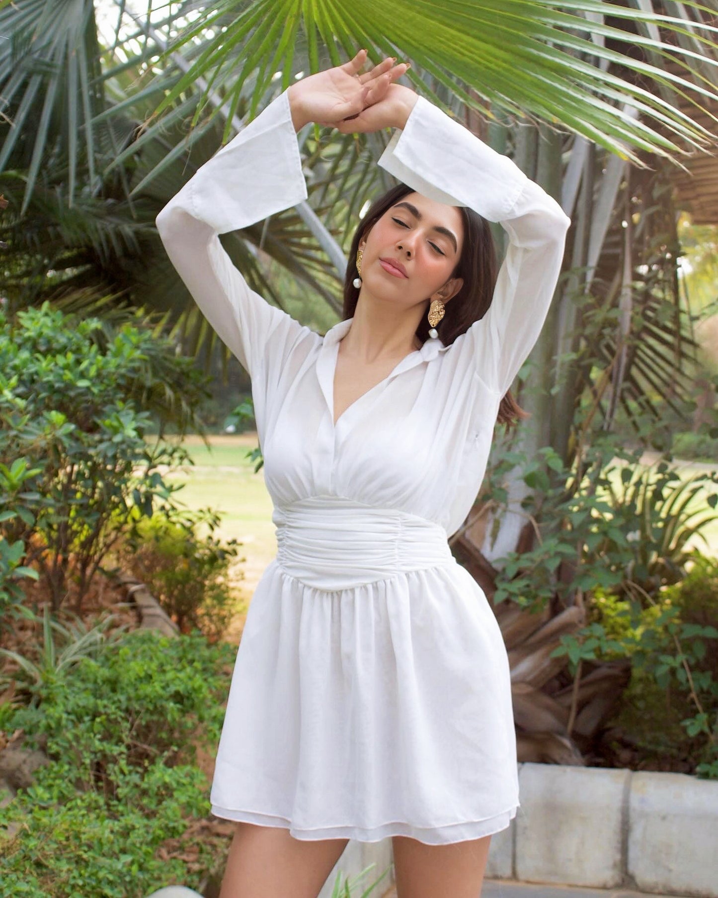 White Sheer Mini Dress